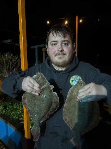 Phil Evans - with his two winning flounders